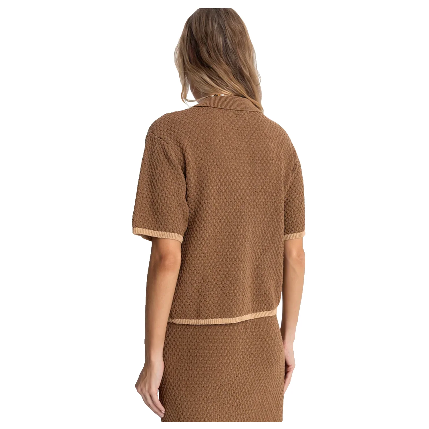 Rhythm Womne's Joni S/S Knit Shirt Chocolate - Image 3