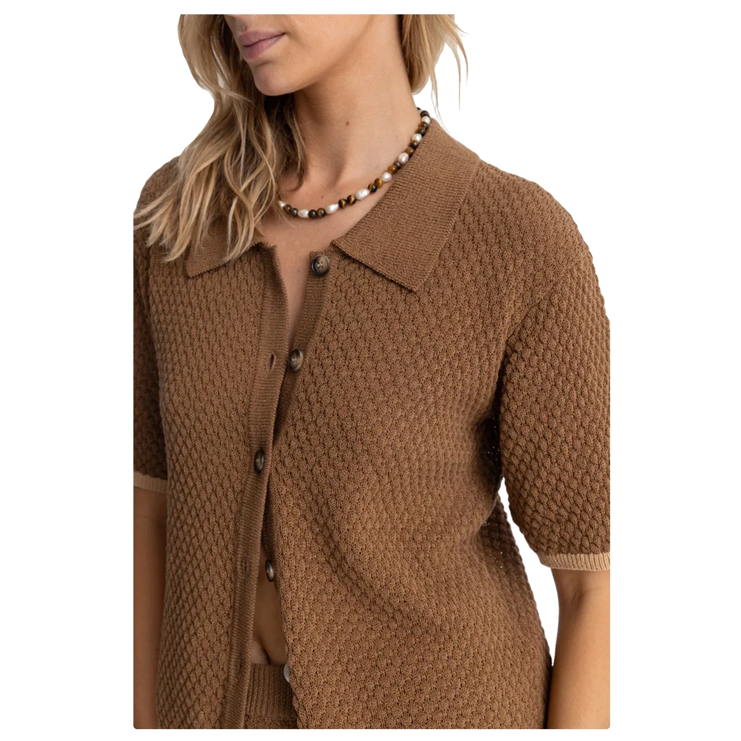 Rhythm Womne's Joni S/S Knit Shirt Chocolate - Image 4