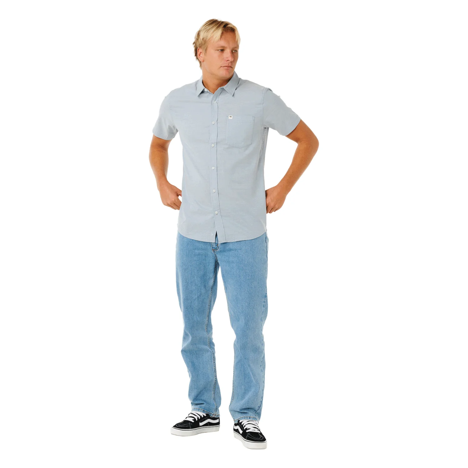 Rip Curl Men's Classic Surf Ourtime S/S Shirt Faded Denim - Image 3