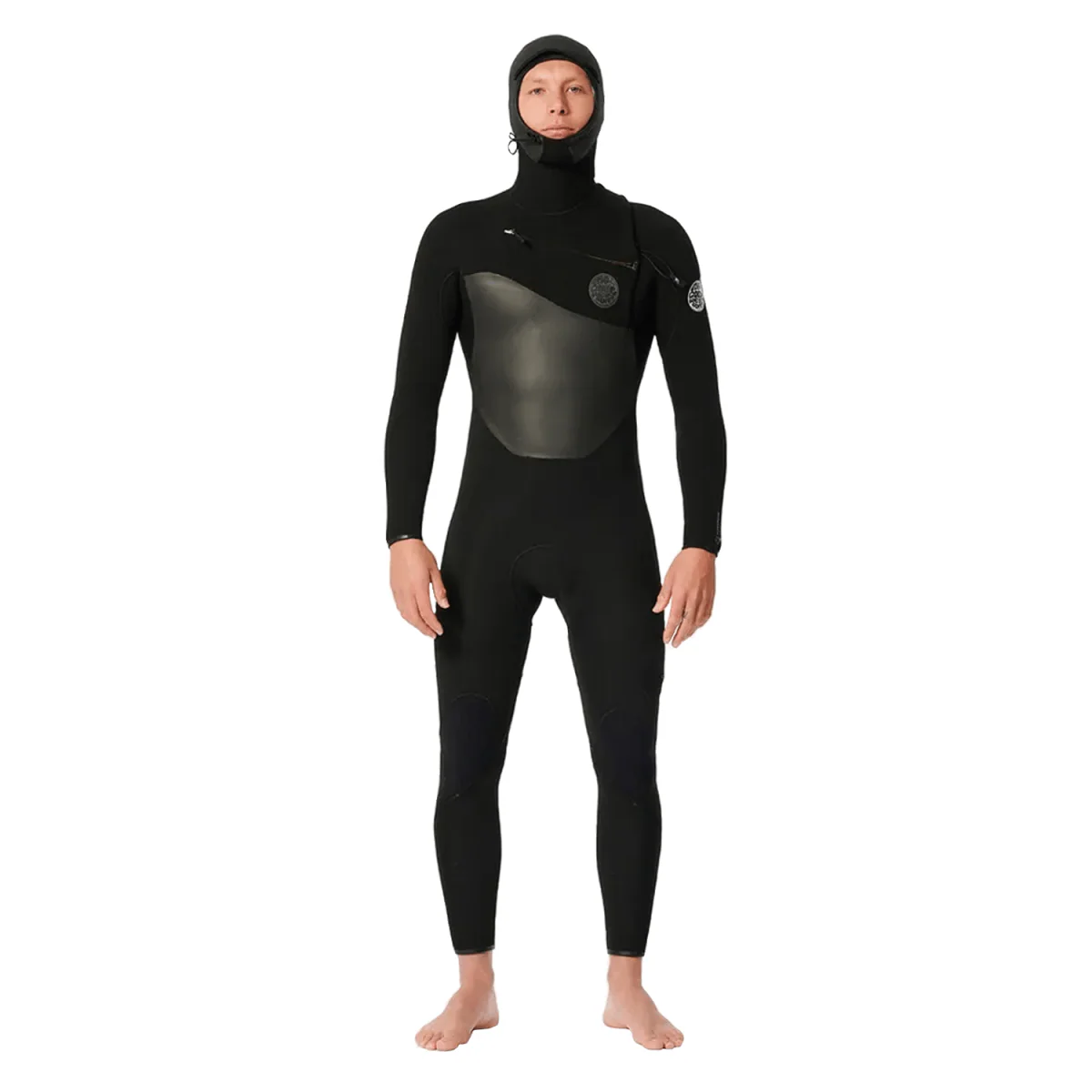 Rip Curl Men's  E7 Flashbomb 5/4mm Hooded Chest Zip Wetsuit Black - Image 2