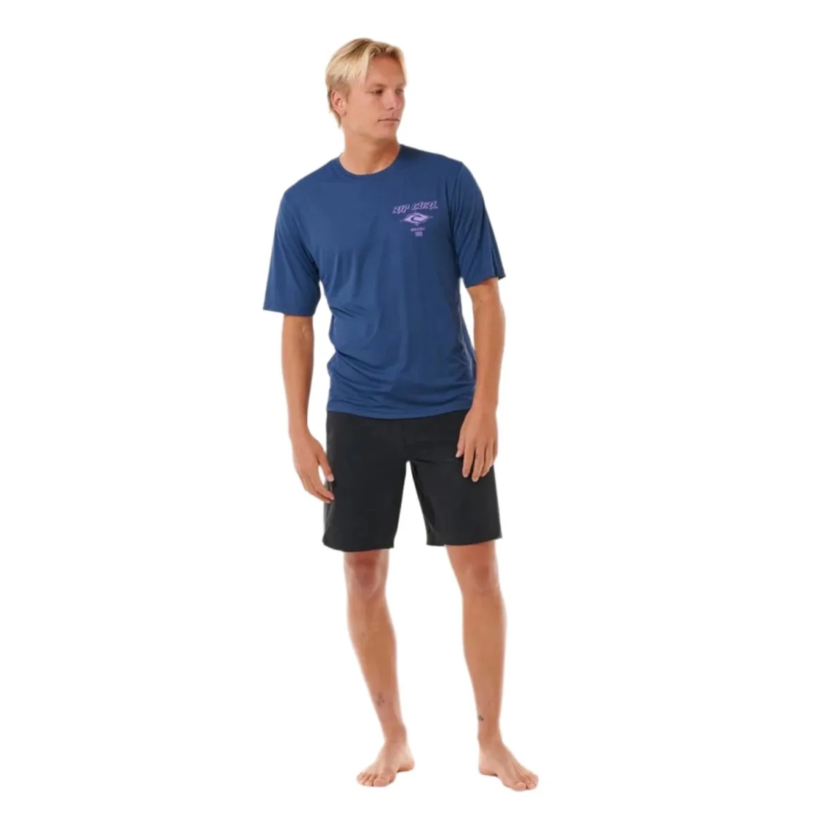 Rip Curl Men's Icons Surflite UPF S/S T-Shirt Washed Navy - Image 4