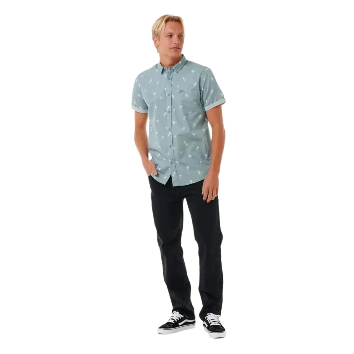 Rip Curl Men's Paradise Palms S/S Shirt Mineral Blue - Image 3