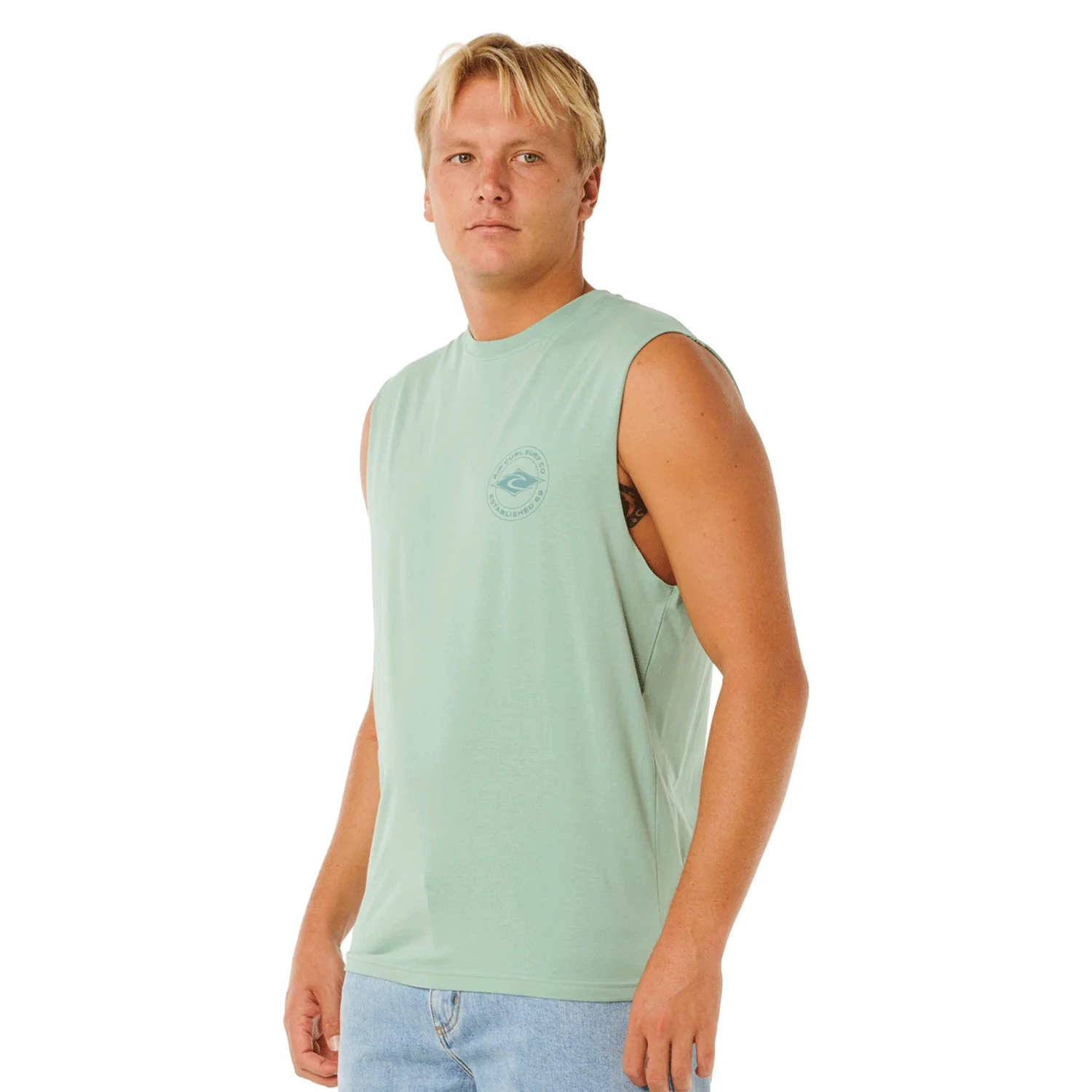 Rip Curl Men's Staple Muscle Tank Aloe - Image 2