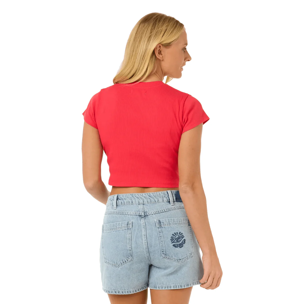 Rip Curl Women's Classic Ribbed T-Shirt Hibiscus Red - Image 2