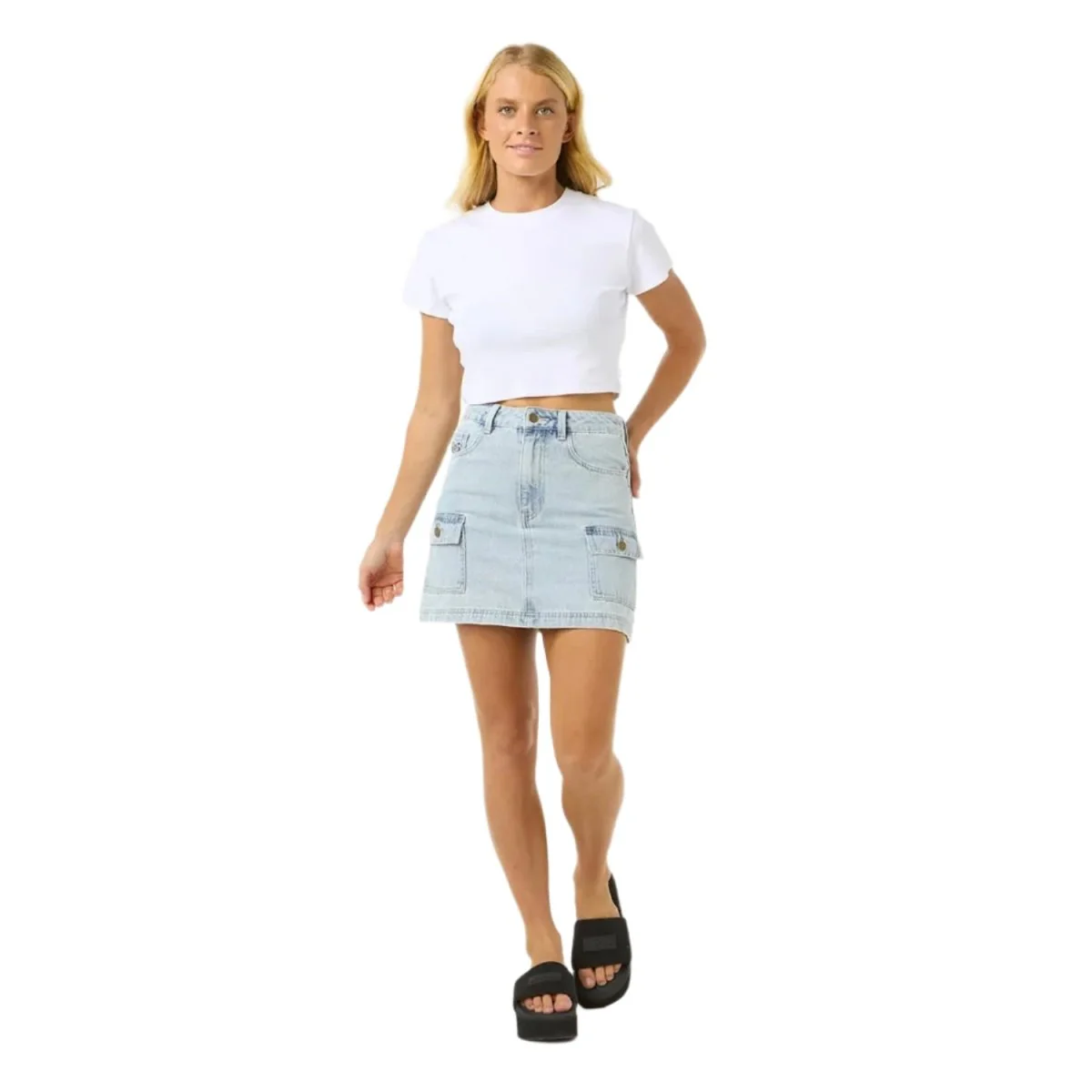 Rip Curl Women's Las Dalias Denim Mini Skirt Vintage Blue - Image 3