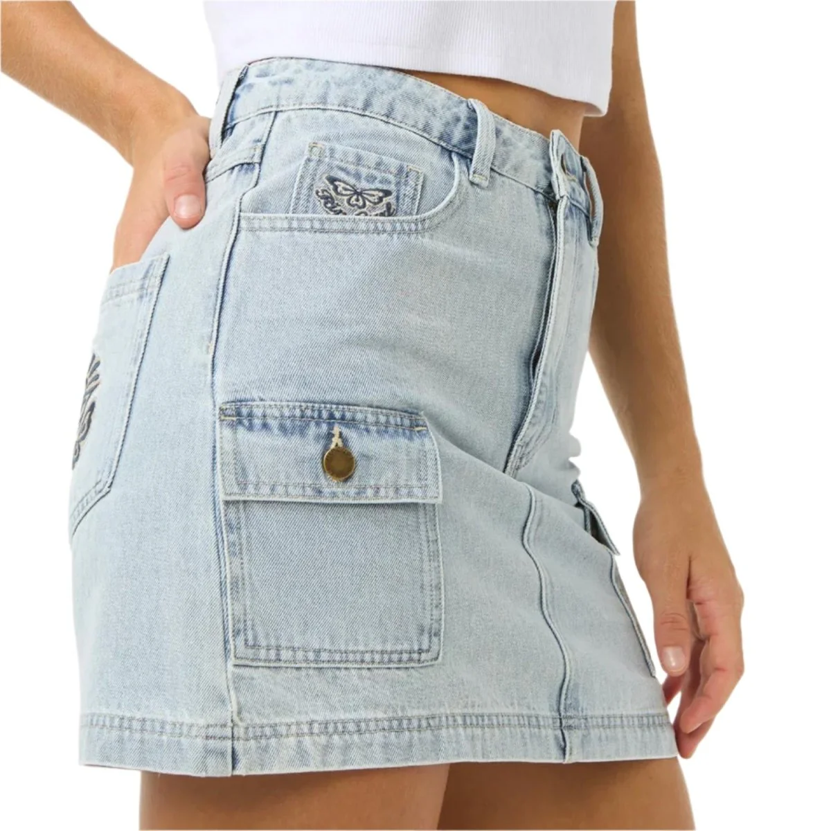 Rip Curl Women's Las Dalias Denim Mini Skirt Vintage Blue - Image 4