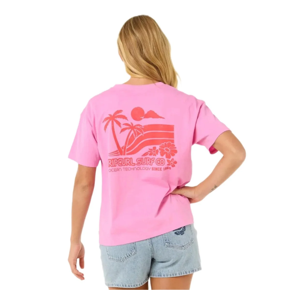 Rip Curl Women's Ocean Tech Relaxed T-Shirt Pink - Image 2