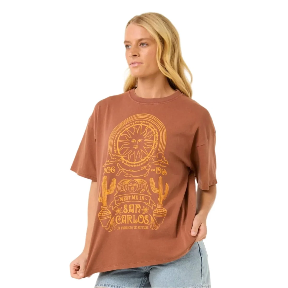 Rip Curl Women's San Carlos Heritage T-Shirt Brown - Image 2