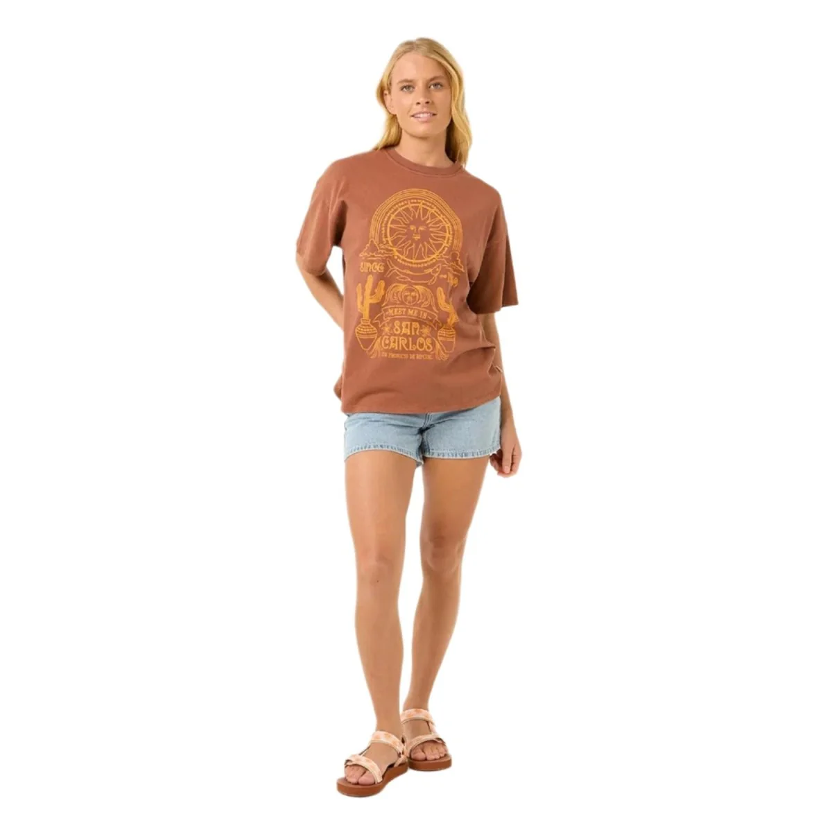 Rip Curl Women's San Carlos Heritage T-Shirt Brown - Image 4