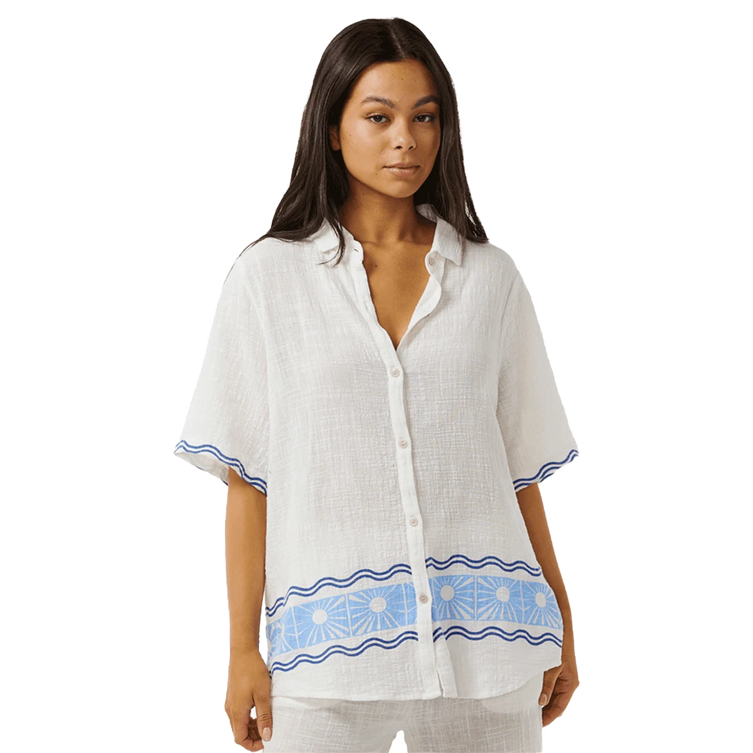 Rip Curl Women's Santorini Sun Printed Shirt Blue - Image 3