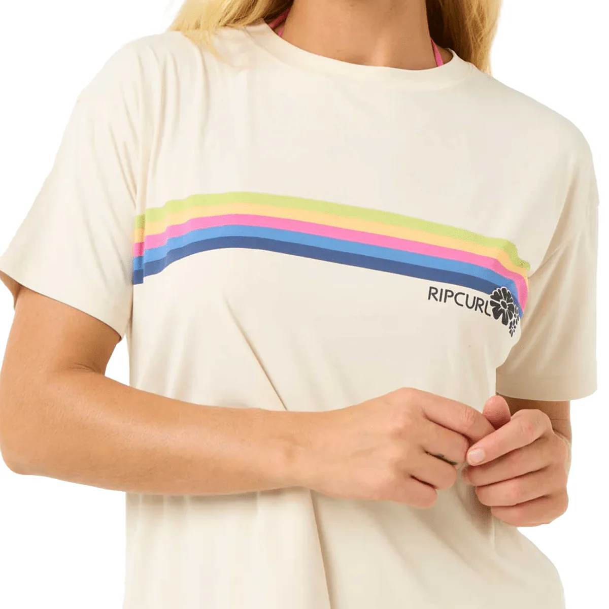 Rip Curl Women's Surfarama Surflite S/S T-Shirt Bone - Image 3