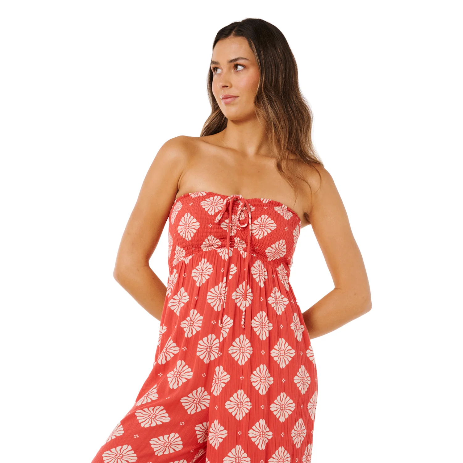 Rip Curl Women's Ventura Shirred Jumpsuit Red - Image 5