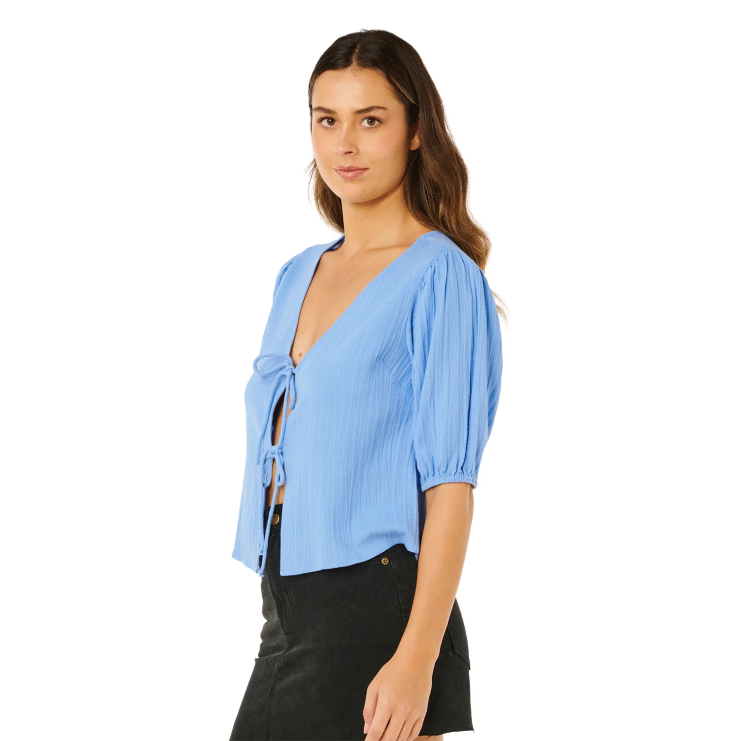 Rip Curl Women's Vibe Surf Tie Front Top Cornflower Blue - Image 2