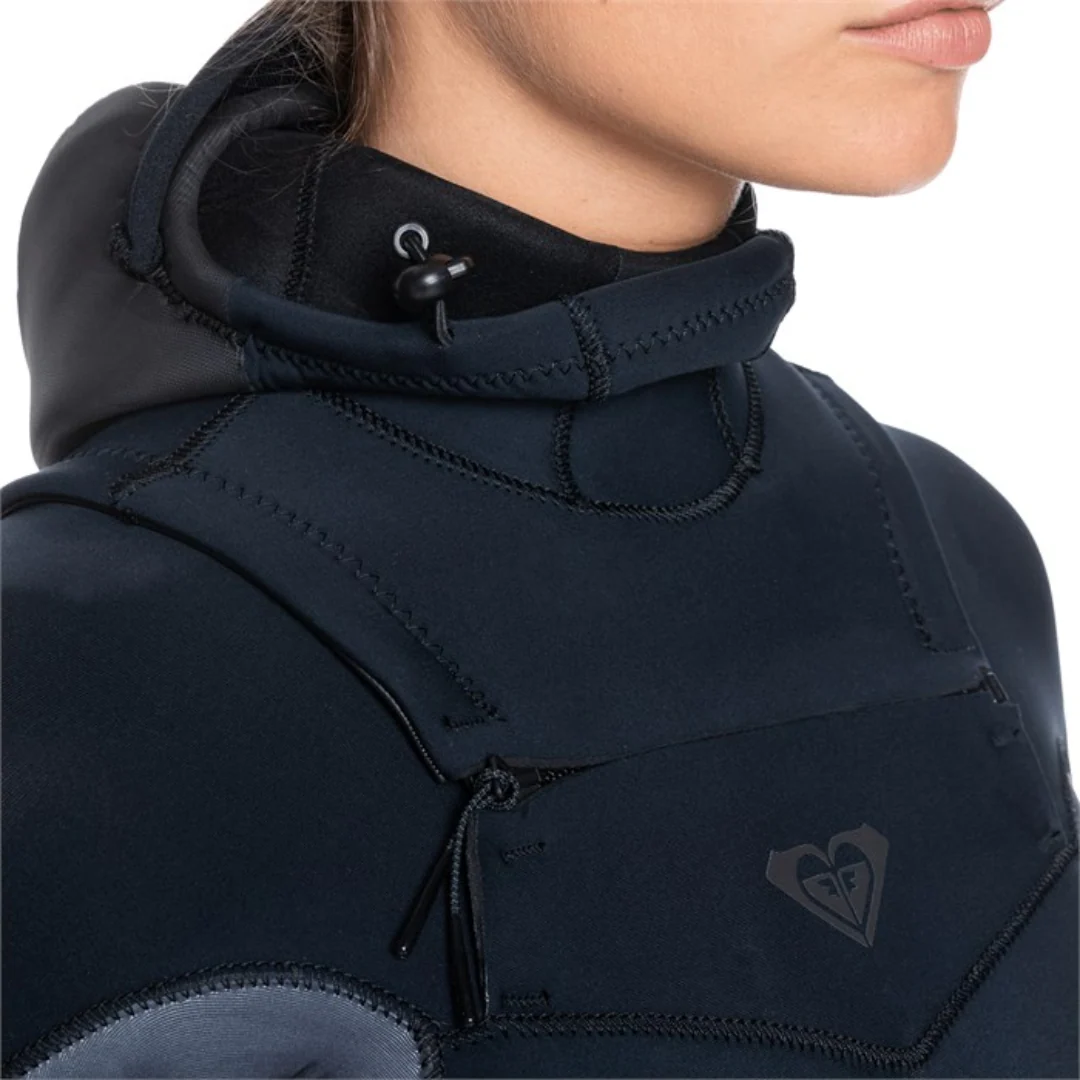 Roxy Women's Syncro 5/4/3mm Chest Zip Hooded Wetsuit Jet/ Black - Image 5