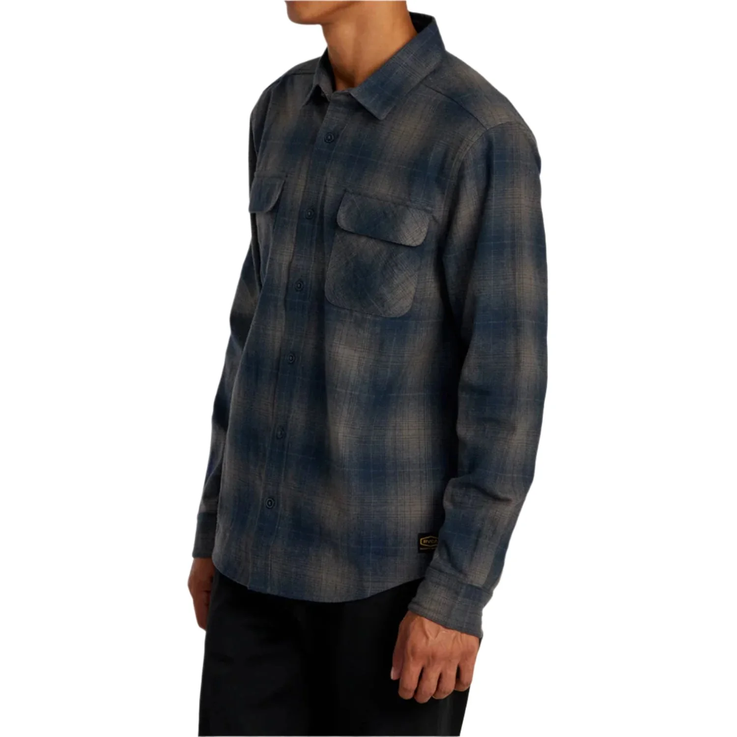 RVCA Men's Dayshift L/S Flannel Shirt Smoke - Image 3