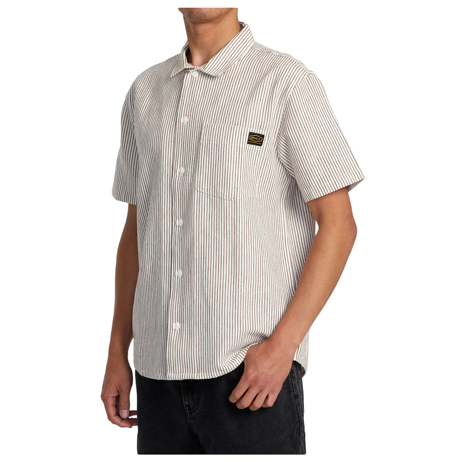 RVCA Men's Dayshift Stripe II S/S Shirt Natural - Image 2
