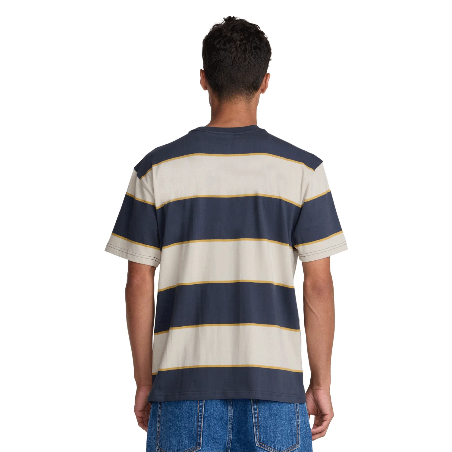 RVCA Men's Dayshift Stripe T Shirt Light Khaki - Image 4