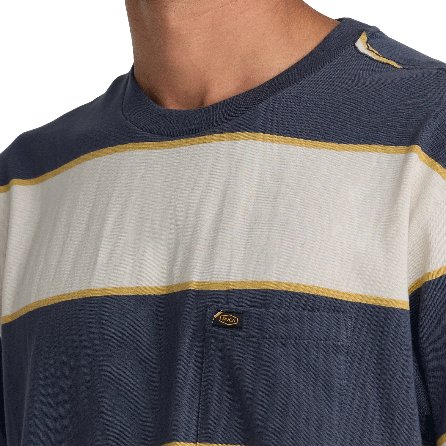RVCA Men's Dayshift Stripe T Shirt Light Khaki - Image 5