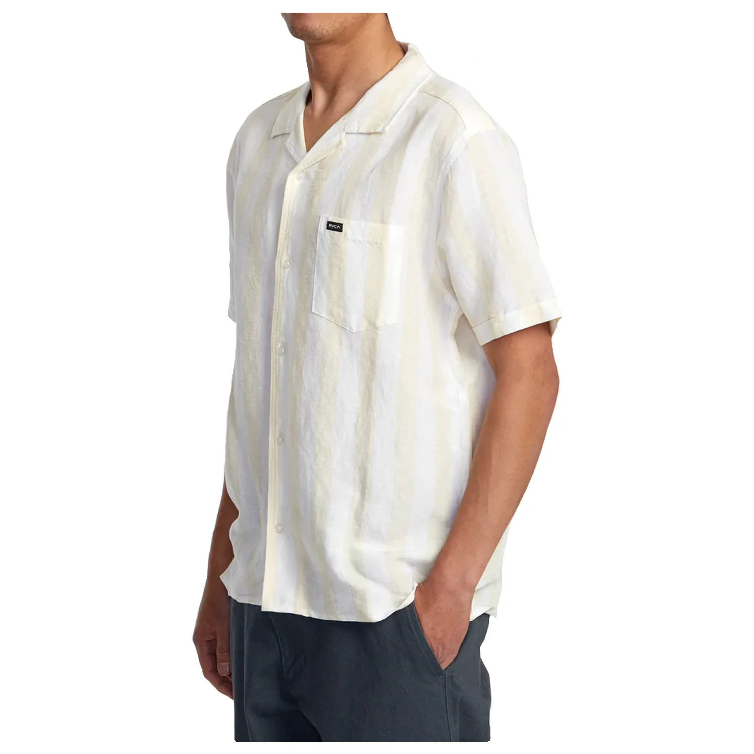 RVCA Men's Love Stripe S/S Shirt Canary - Image 2