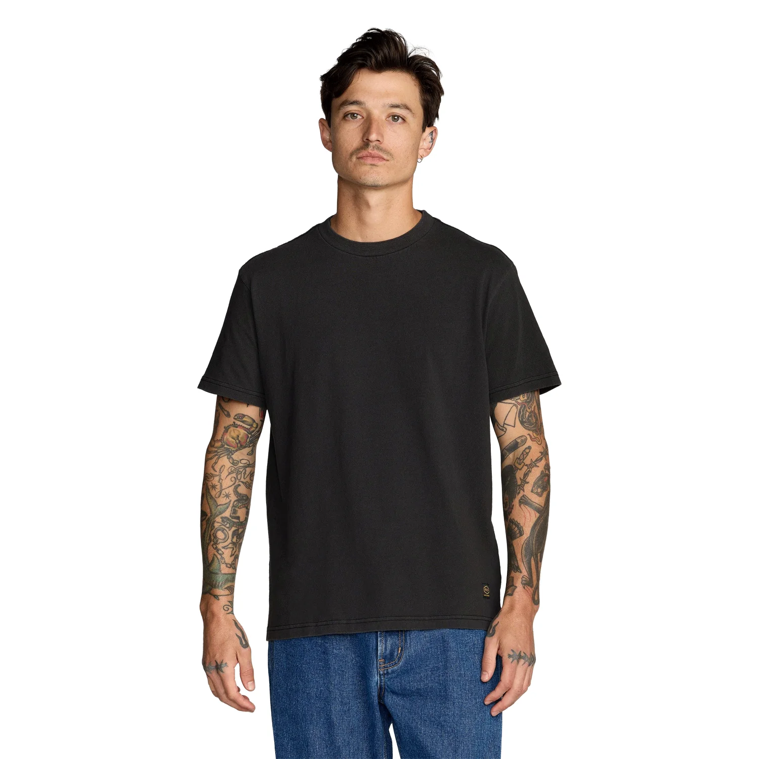 RVCA Men's Midweight Label T Shirt Vintage Black - Image 3