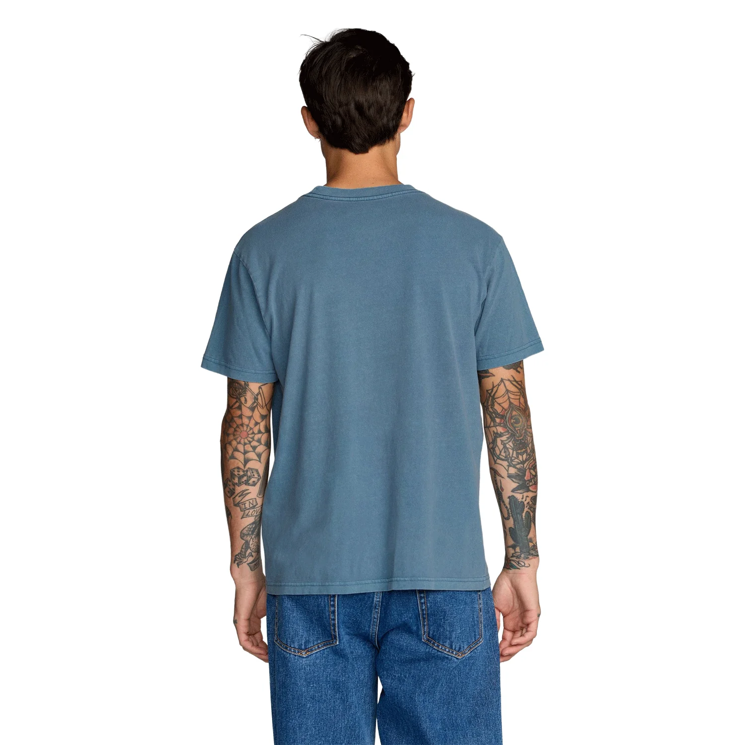 RVCA Men's Midweight Label T Shirt Vintage Navy - Image 4
