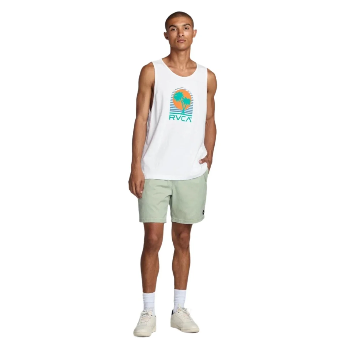RVCA Men's Puerto Nuevo Tank White - Image 3