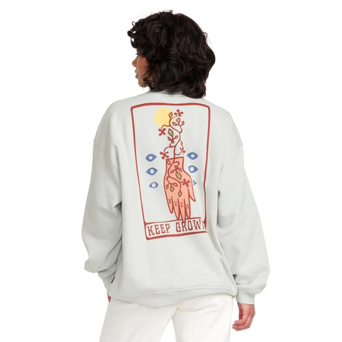 RVCA Women's Baggie BF Crew Blue Fog - Image 2