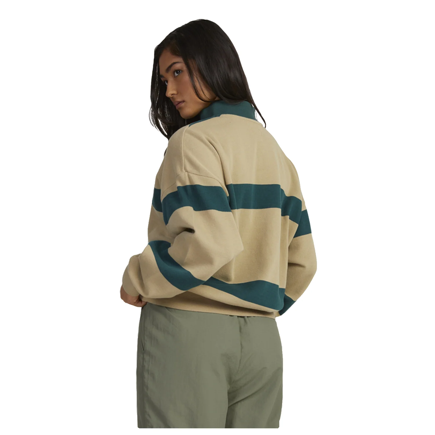 RVCA Women's Haru 1/4 Zip Jumper Khaki - Image 2