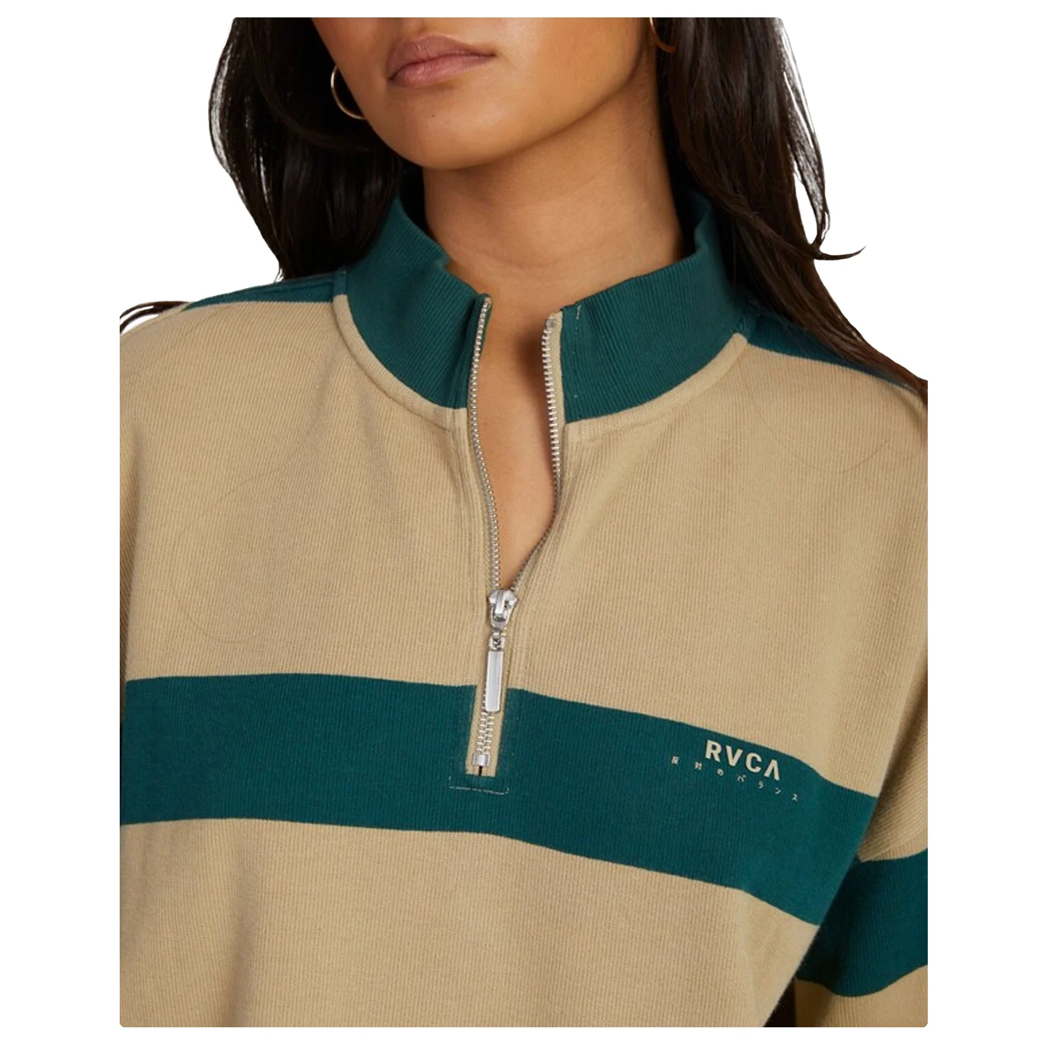 RVCA Women's Haru 1/4 Zip Jumper Khaki - Image 4