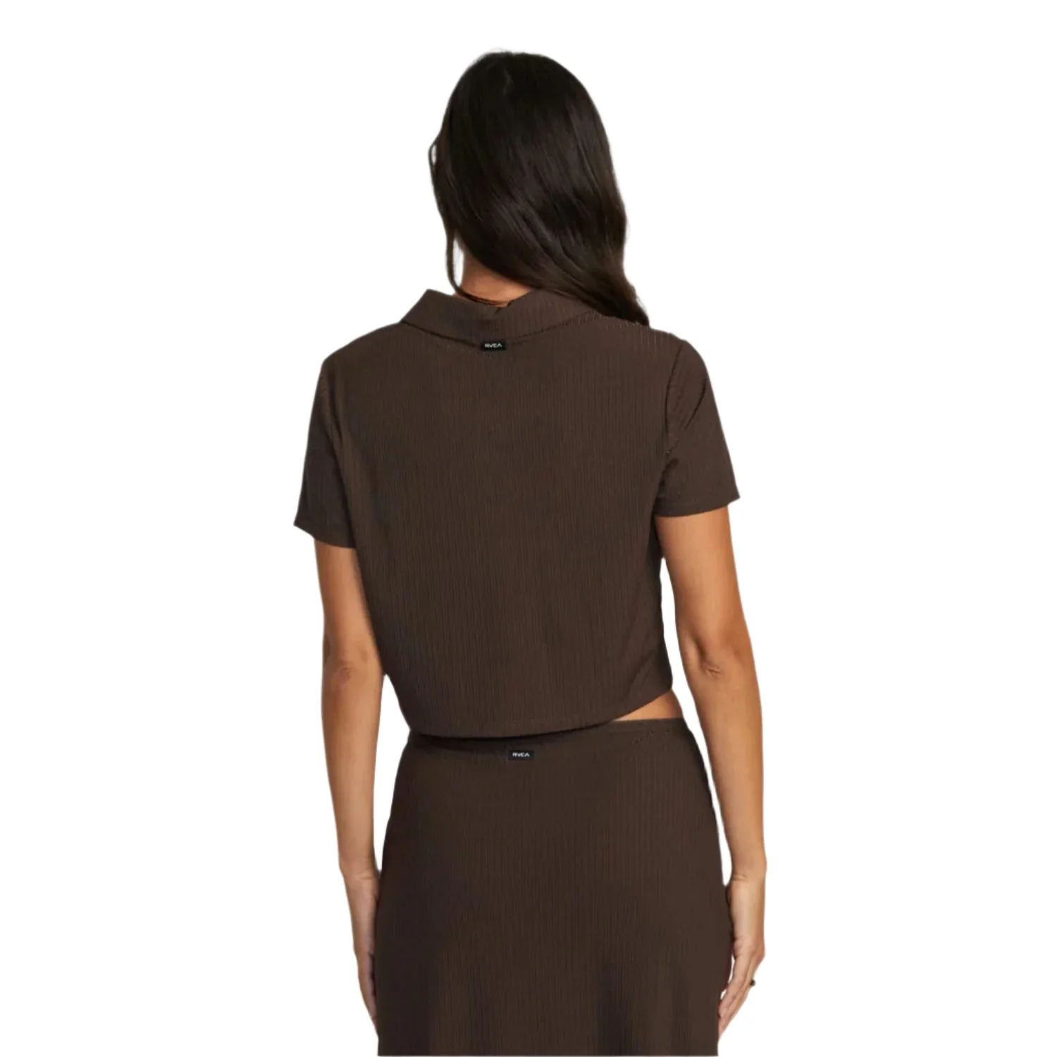 RVCA Women's Jenni Button Down T Shirt Chocolate Torte - Image 2
