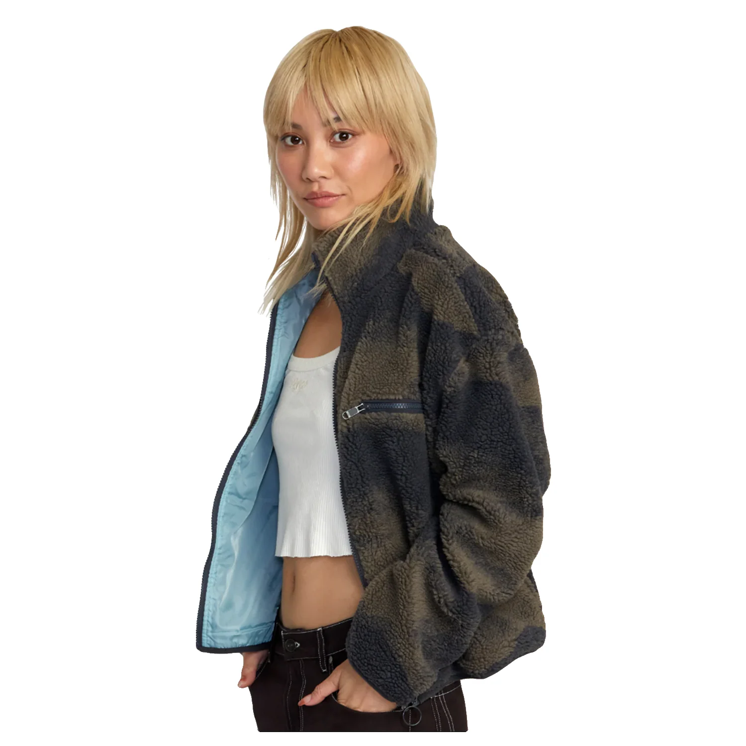 RVCA Women's Oh Hush Sherpa Jacket Green Haze - Image 3