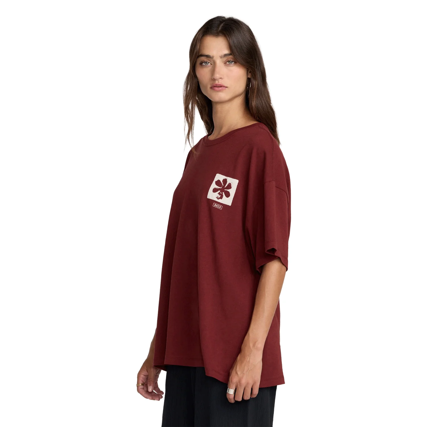 RVCA Women's Open Minds BF T Shirt Madder Brown - Image 2