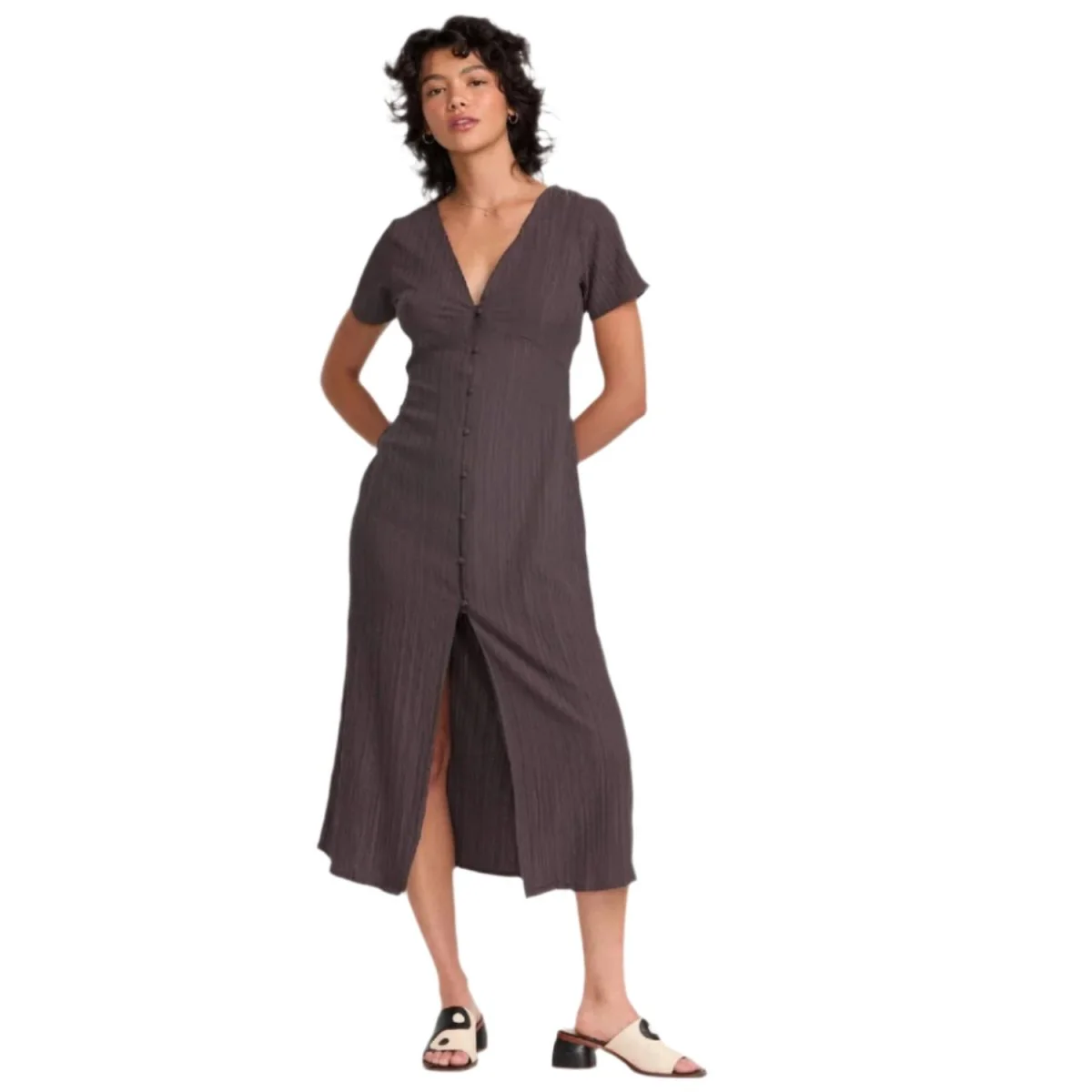 RVCA Women's Understated Midi Dress Raisin - Image 3