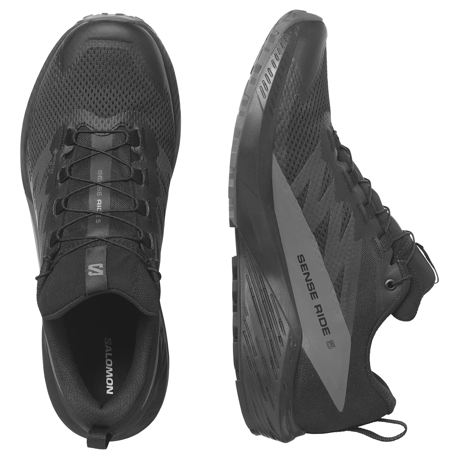 Salomon Men's Sense Ride 5 Gore-tex Shoe Black/Magnet/Black - Image 2