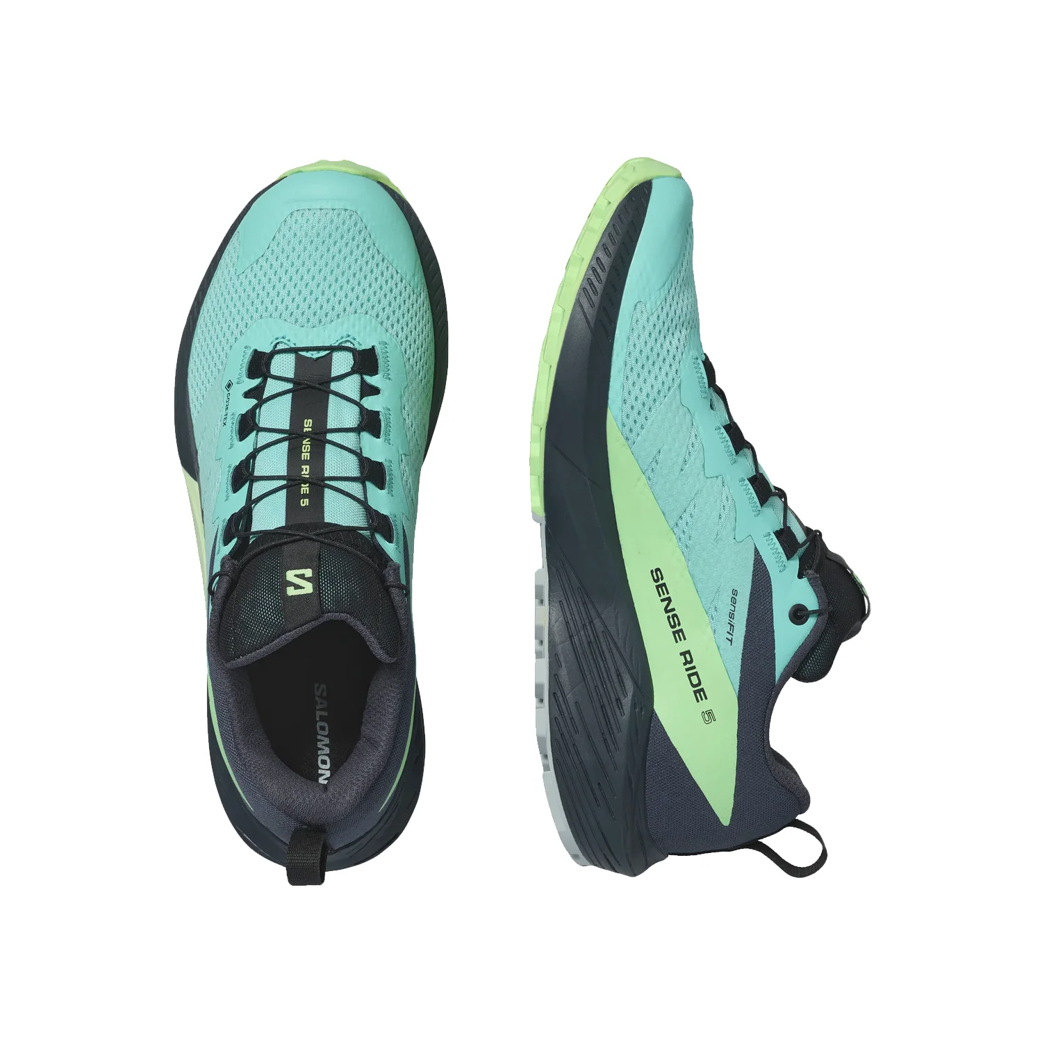 Salomon Women's Sense Ride 5 Gore-tex Shoe Blue Radiance/Green Ash/India Ink - Image 5