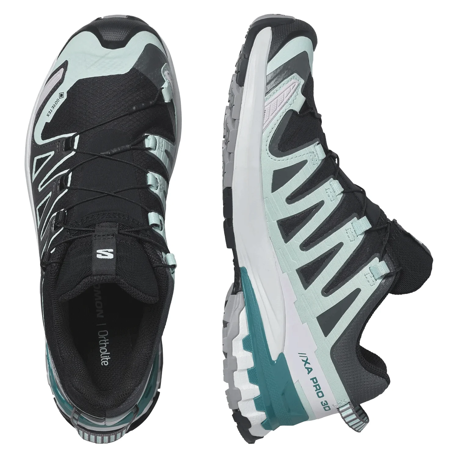 Salomon Women's XA Pro 3D V9 Gore-tex Shoe Black/Bleached Aqua/Harbor Blue - Image 3