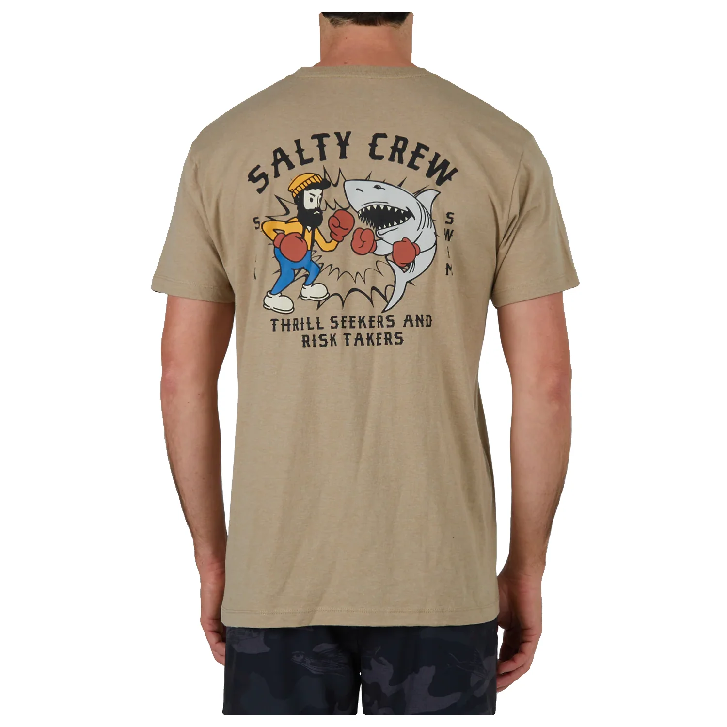 Salty Crew Men's Fish Fight Classic S/S T Shirt Khaki Heather - Image 2