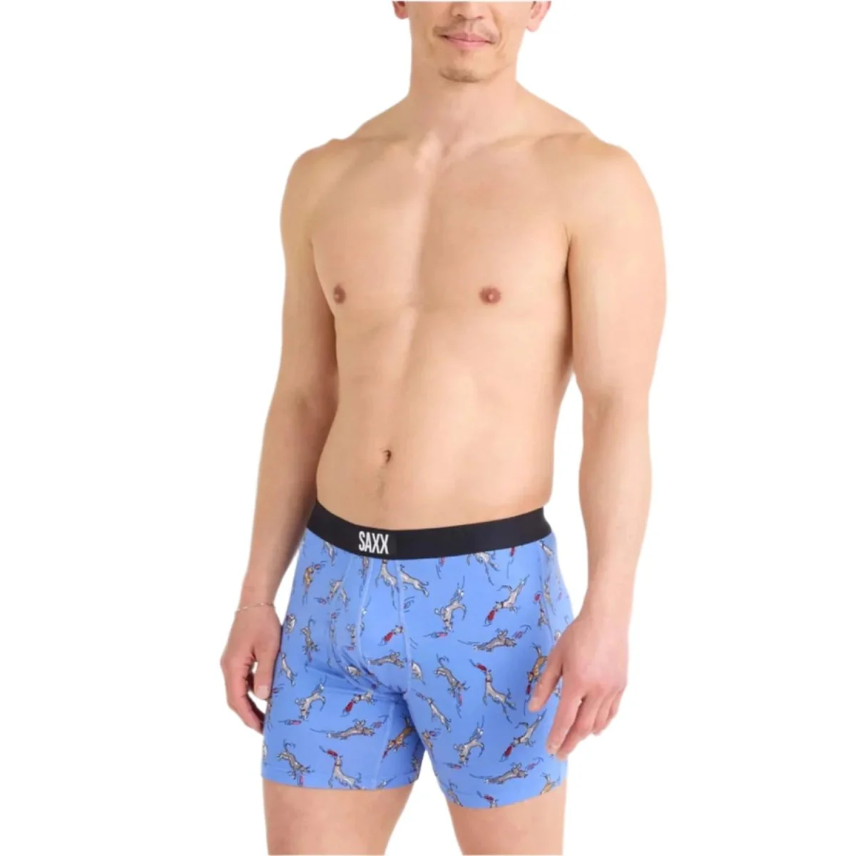 SAXX Men's Ultra Super Soft Boxer Brief Fly Disc Dogs/Sail Blue - Image 2