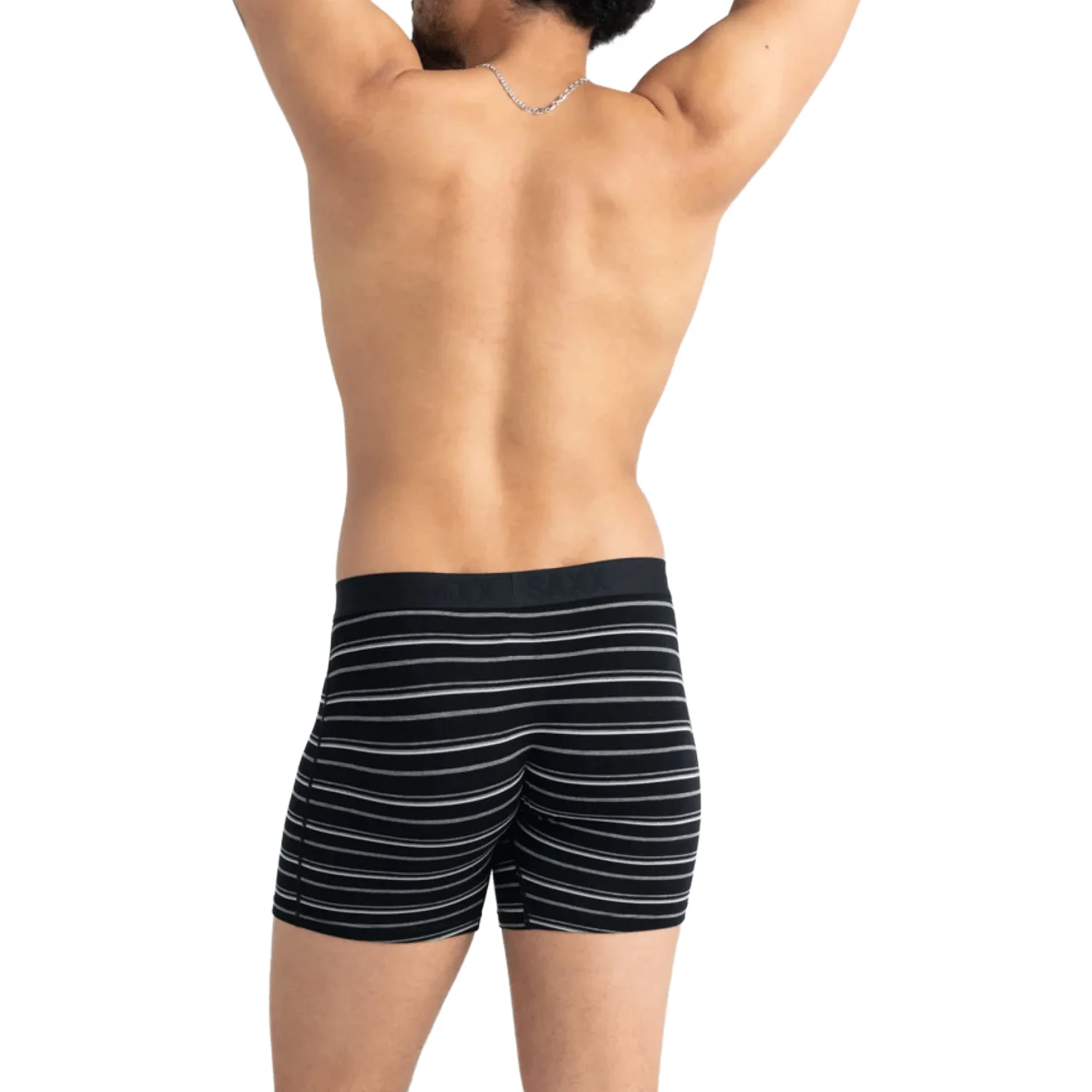 Saxx Men's Vibe Xtra Soft Comfort Boxer Brief Black Coast Stripe - Image 3