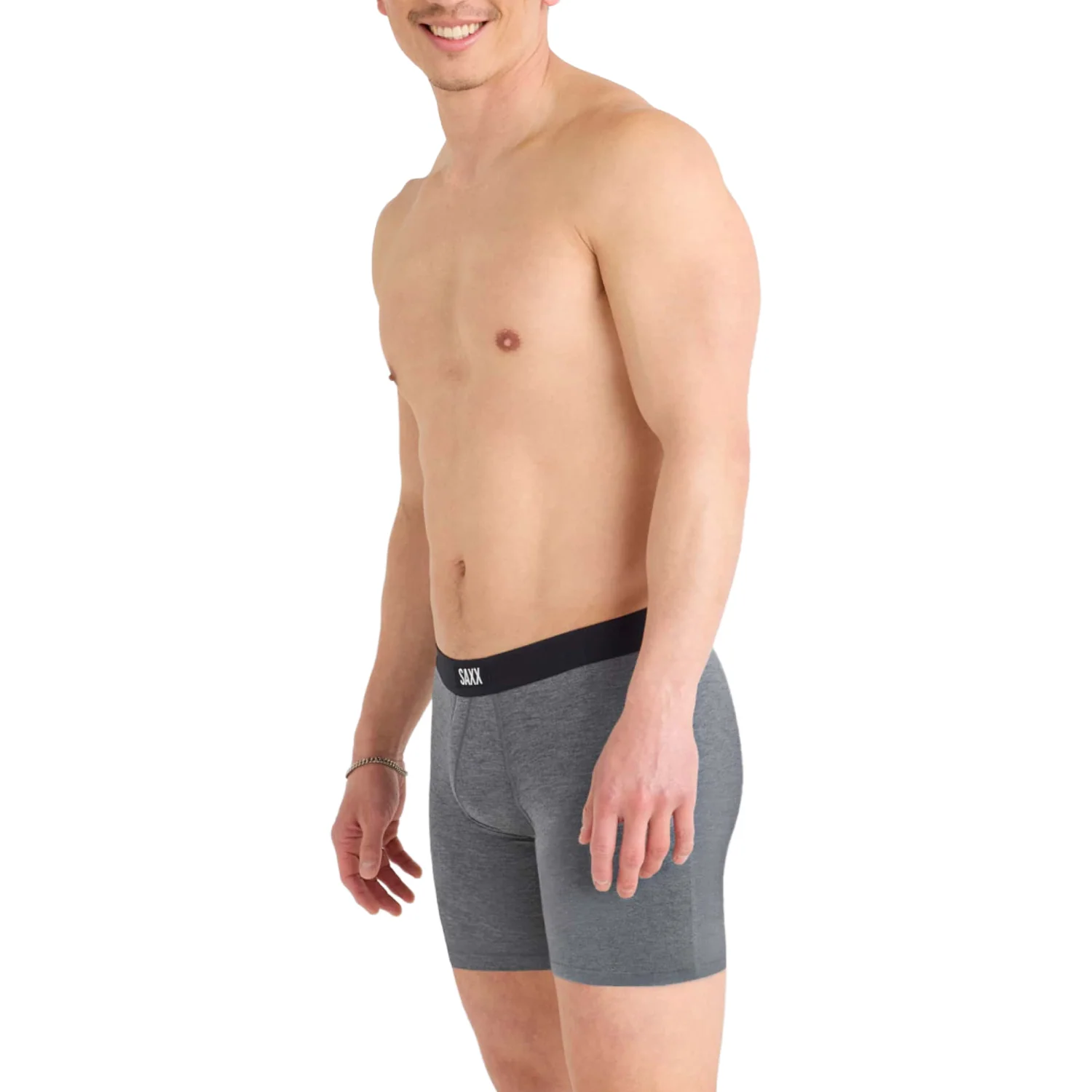 Saxx Men's Vibe Xtra Soft Comfort Boxer Brief Fly 2Pk Black/Dark Grey Heather - Image 2