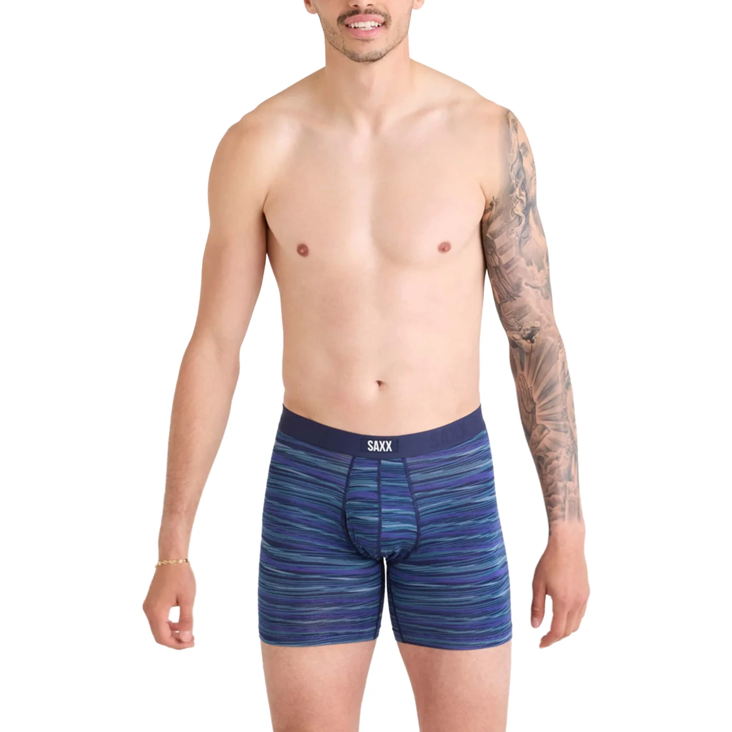 Saxx Men's Vibe Xtra Soft Comfort Boxer Brief Fly 2Pk Surge Spacedye/Navy - Image 2