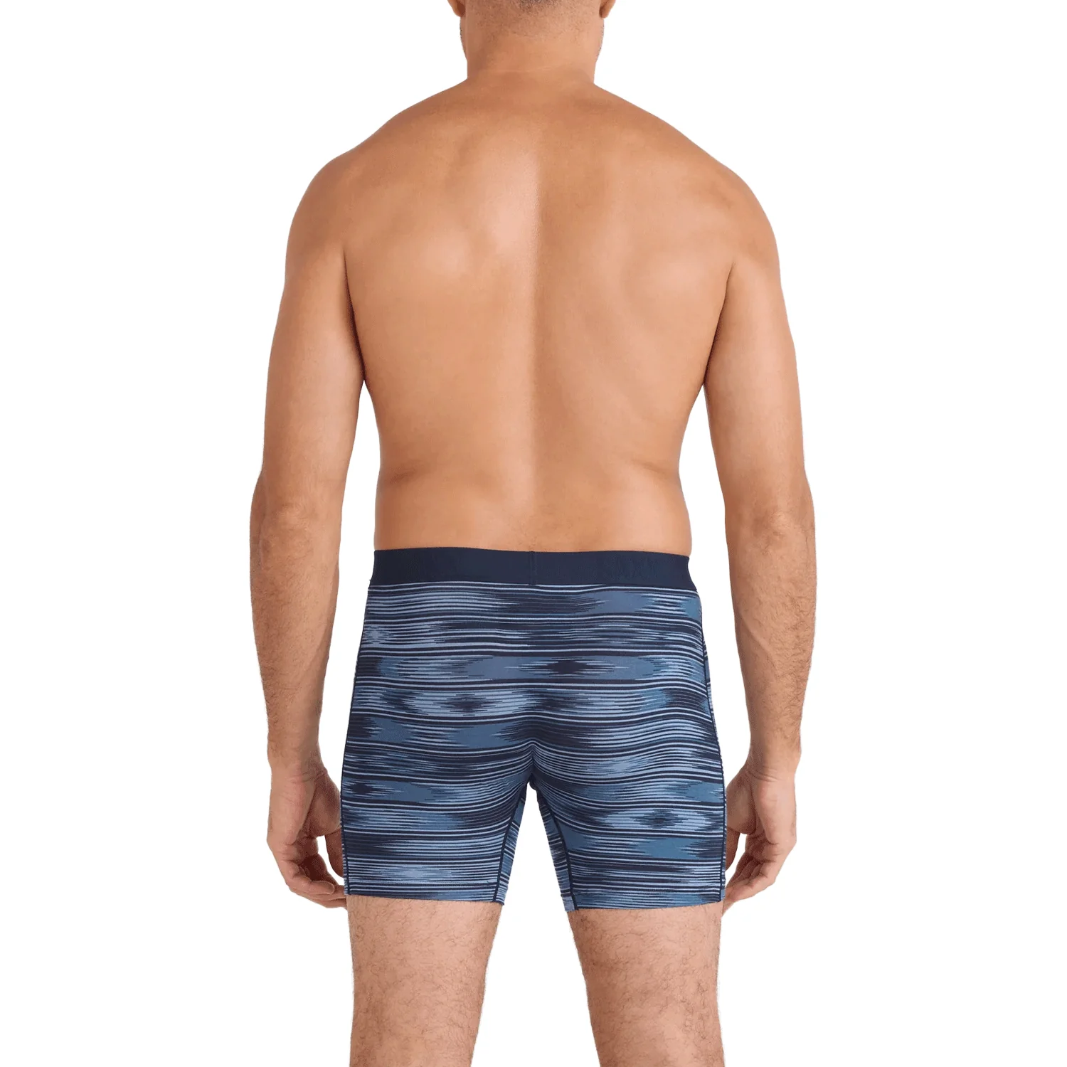 Saxx Men's Vibe Xtra Soft Comfort Boxer Brief Fly Ikat Stripe Dark Denim - Image 3