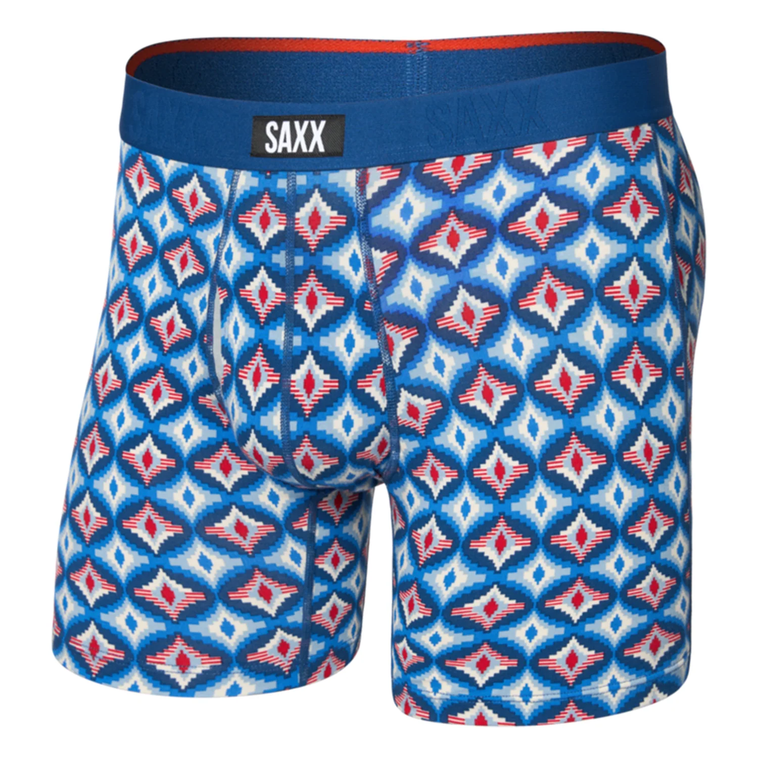 Saxx Men's Vibe Xtra Soft Comfort Boxer Brief Fly Lo-Tech Foulard-Blue - Image 3