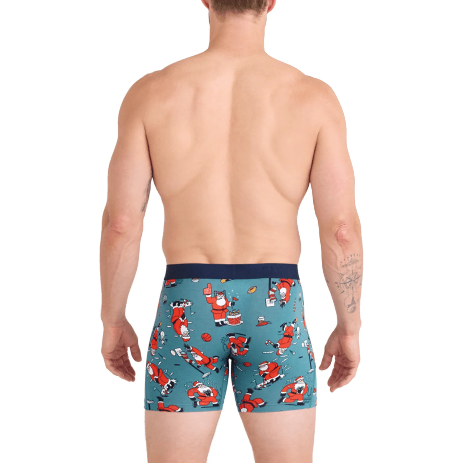 Saxx Men's Vibe Xtra Soft Comfort Boxer Brief Fly Santathalon-Seascape - Image 2