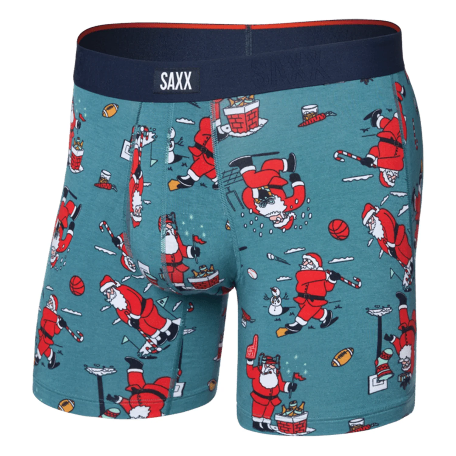 Saxx Men's Vibe Xtra Soft Comfort Boxer Brief Fly Santathalon-Seascape - Image 3