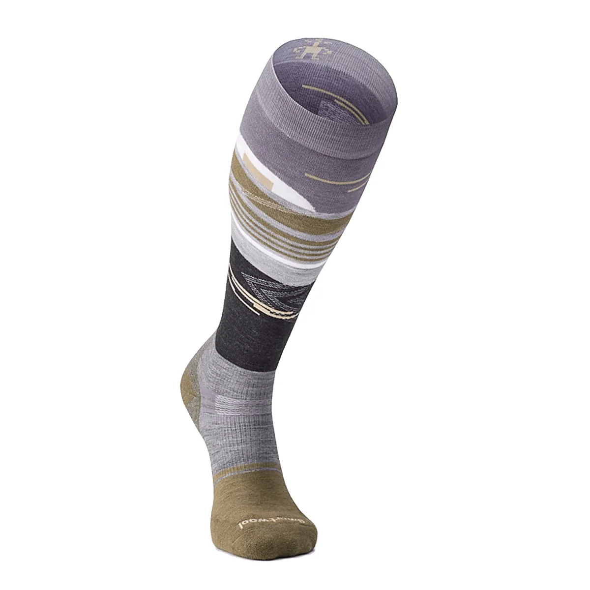 Smartwool Men's Targeted Cushion Broken Lines Pattern Snow Sock Graphite - Image 2