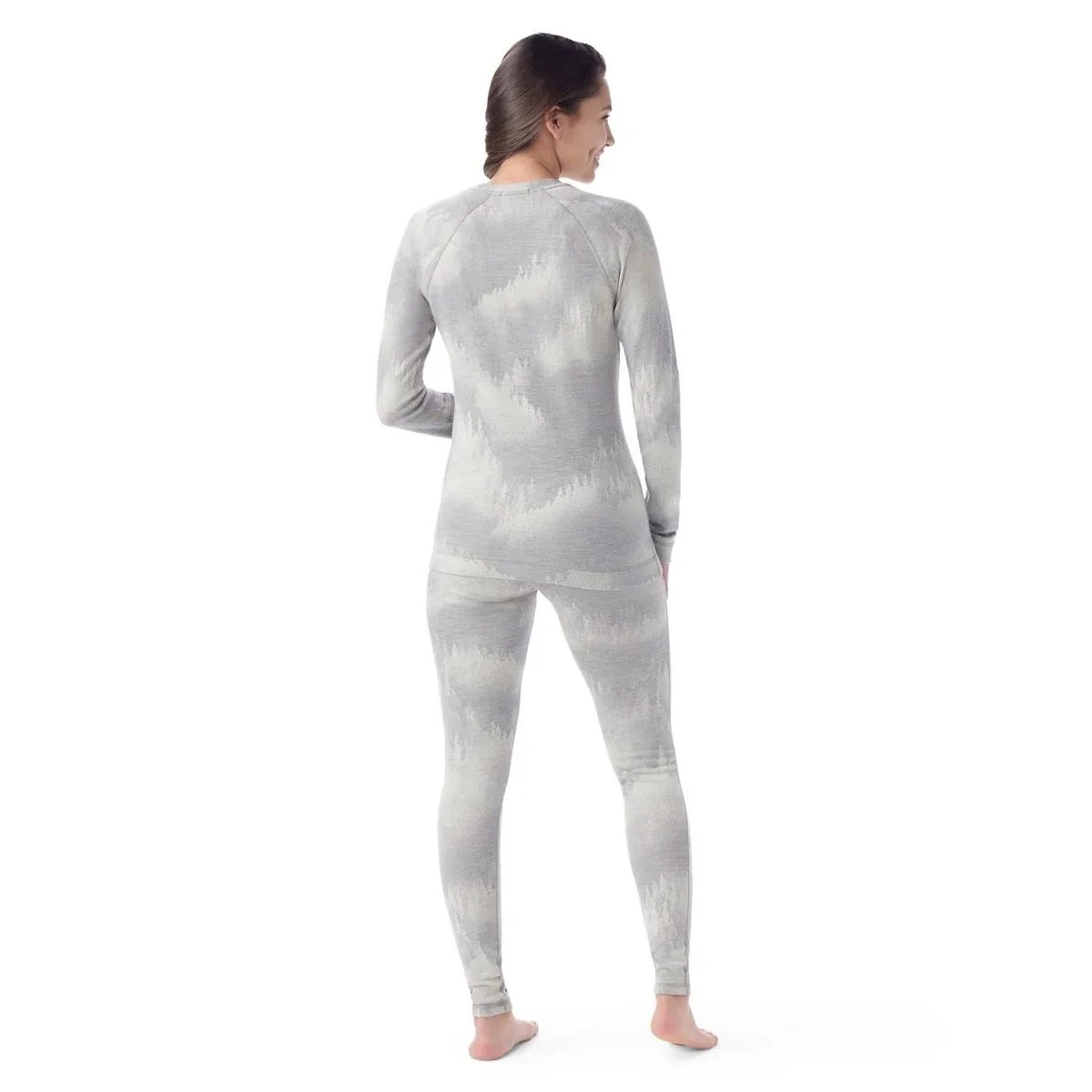 Smartwool Women's Classic Thermal Merino Base Layer Crew Boxed Light Grey Foggy Pines - Image 2