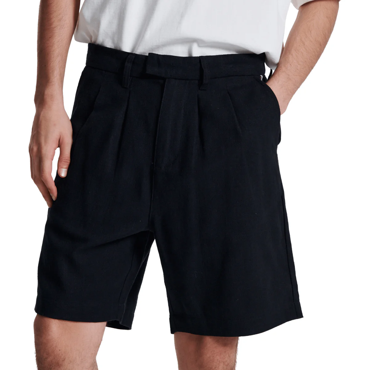 The Critical Slide Society Men's Harro Linen Pleat Short Black - Image 3