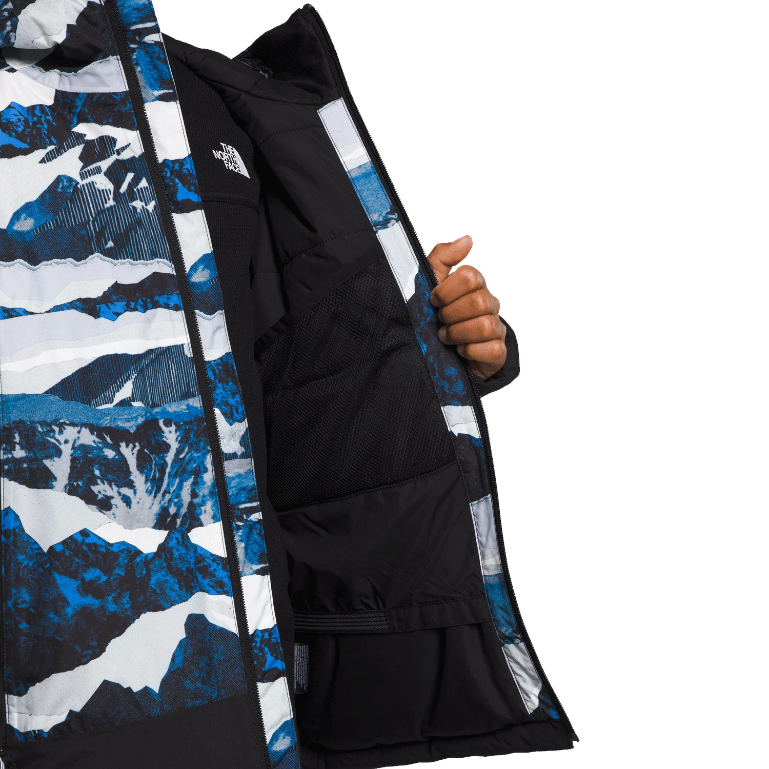 The North Face Kids Freedom Insulated Jacket 2024 Optic Blue Mountain Traverse Print - Image 2