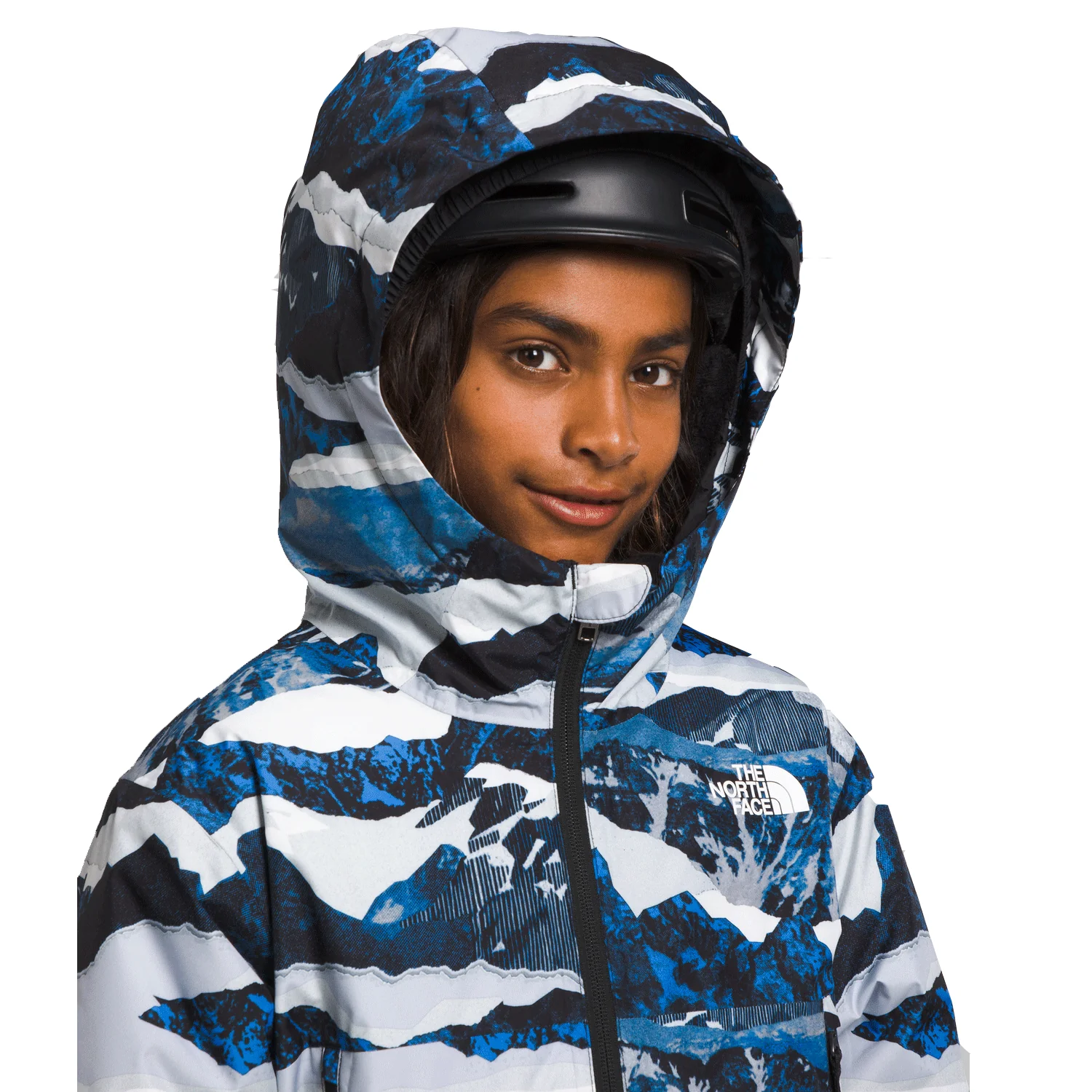 The North Face Kids Freedom Insulated Jacket 2024 Optic Blue Mountain Traverse Print - Image 3